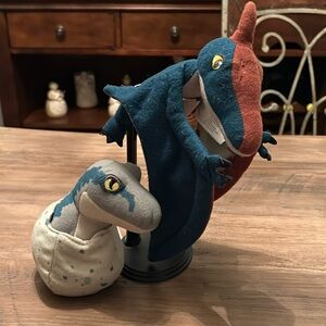 Jurassic World  Pteranodon Plush and Velociraptor Blue Figure Dinosaure